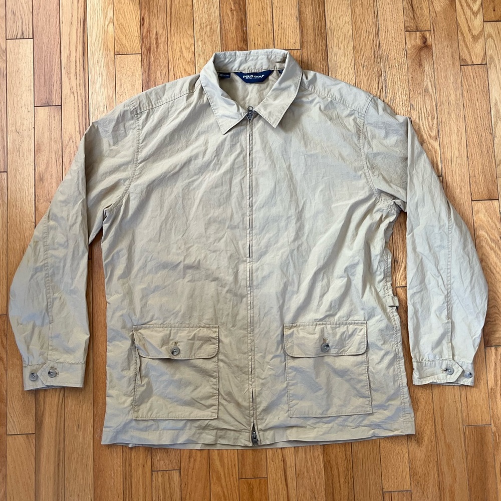 VTG Polo Golf Ralph Lauren Safari Chore Jacket Full Zip Adjustable Unlined Y2K